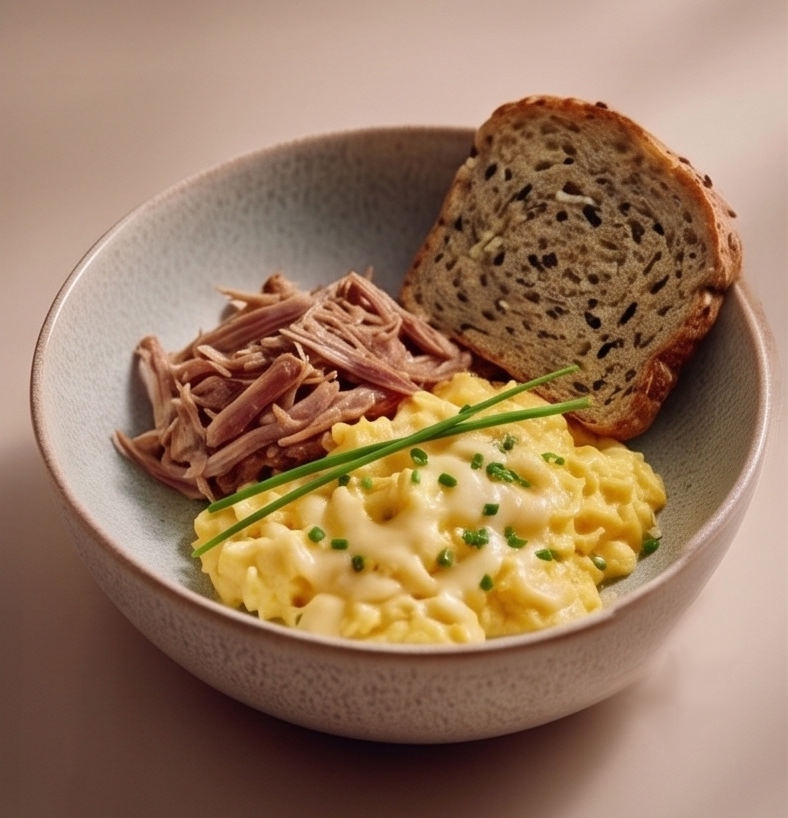 Яичница с сыром и уткой